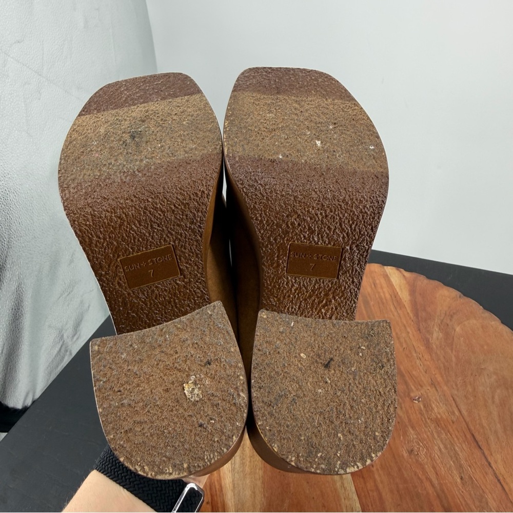 Sun + Stone Brown Suede Platform Mules - Picture 8 of 11